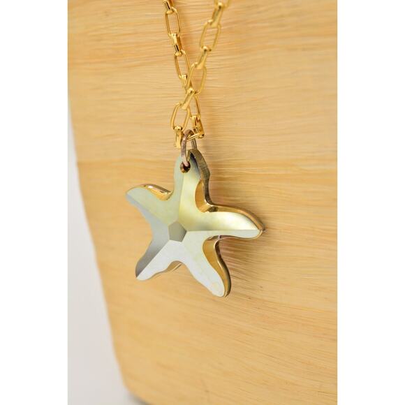 Vintage Crystal Starfish Necklace Pendant Sparkling Purple Aurora Borealis Bin1 - Picture 11 of 12